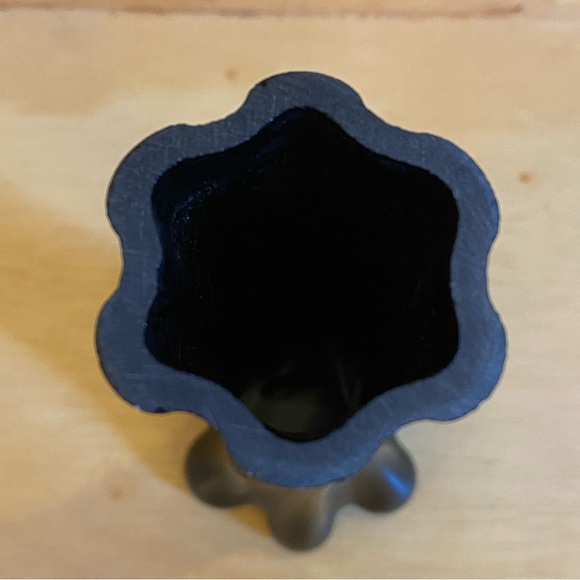 Solid Ebony Black Art Glass Lobed Twist Bud Vase - Picture 2 of 7